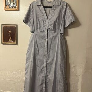 Old Navy Blue and White Striped Midi Dress